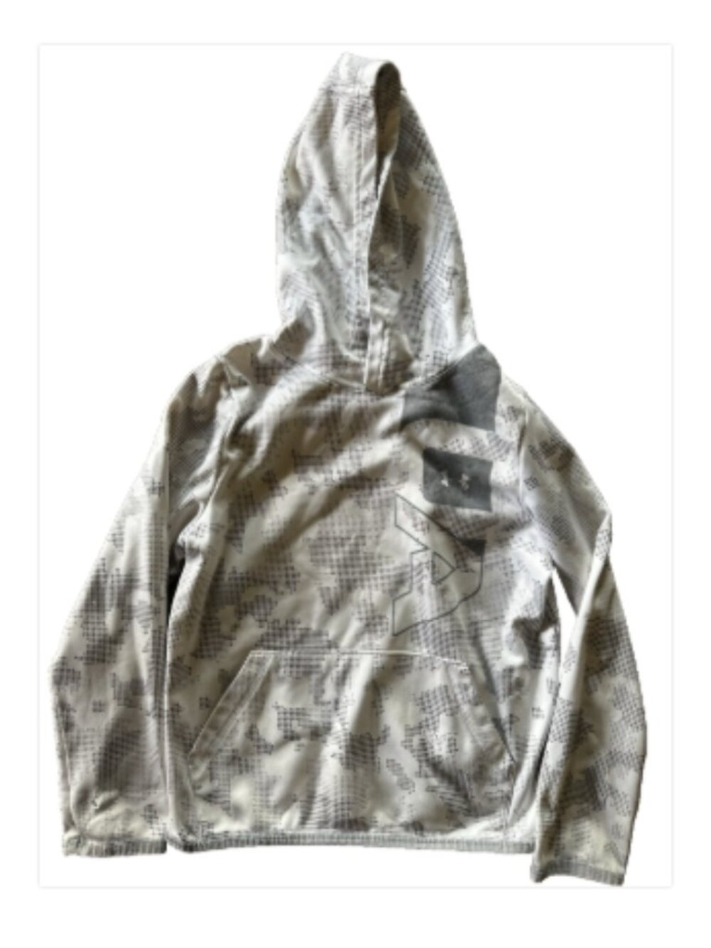 🧥✨ Under Armour ColdGear Hoodie Youth Small Gray Camo Pullover Athletic ✨🧥